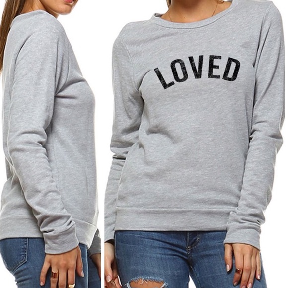 sarrah Sweaters - Last 1 M Cozy Loved Graphic Sweatshirt